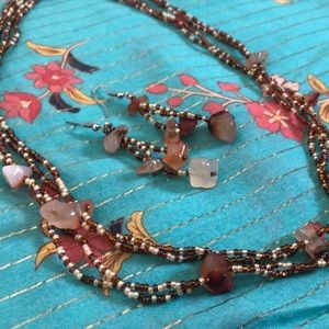 Fair wage matching beaded earrings and necklace